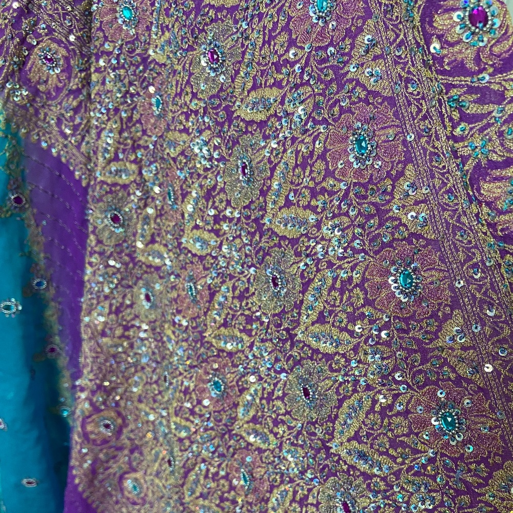 Super fancy beautiful embroidered 2 toned saree bridal